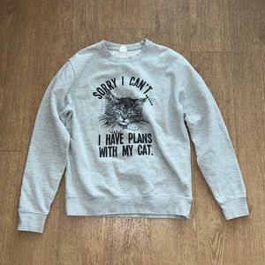 Light grey crew neck graphic sweatshirt